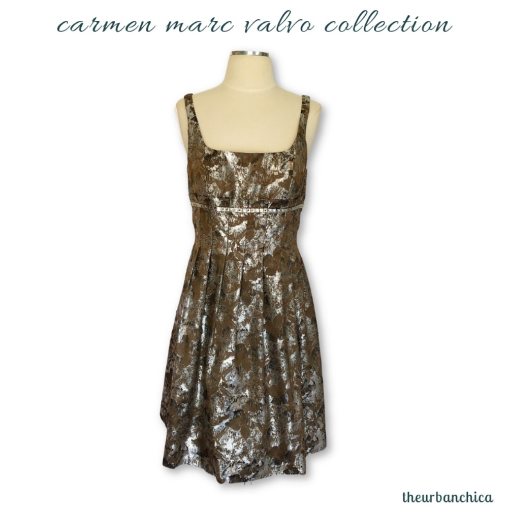 CARMEN MARC VALVO Collection Metallic Party Dress